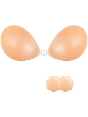 Sticky Invisible Push-Up Bra - Reusable Silicone Strapless Backless Support for